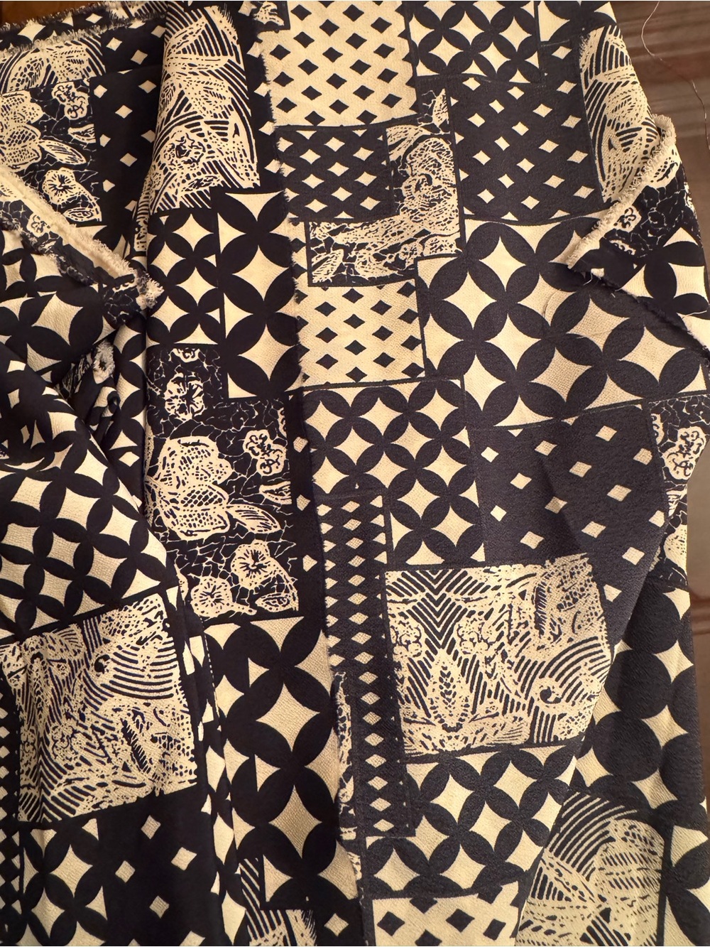 Black and White Geometric Patchwork Fabric - Picture 2 of 2